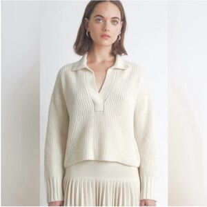 Eleven Six Merino Wool Alpaca Cream
V-Neck Ribbed Sweater M/L
